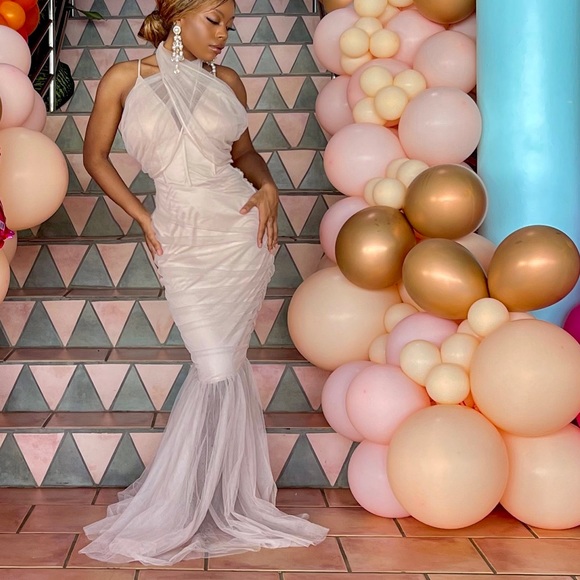 Nude Mermaid Prom Gown - Picture 2 of 3